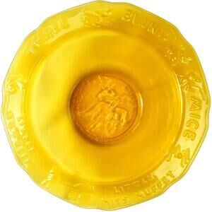 Vintage Tiara Indiana Art Glass Amber Childs Mother Goose Dinner Bowl Embossed